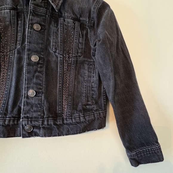 Current Elliott Women's Black "The Studded Baby Trucker" Jean Jacket Sz 1 Small - Picture 7 of 13